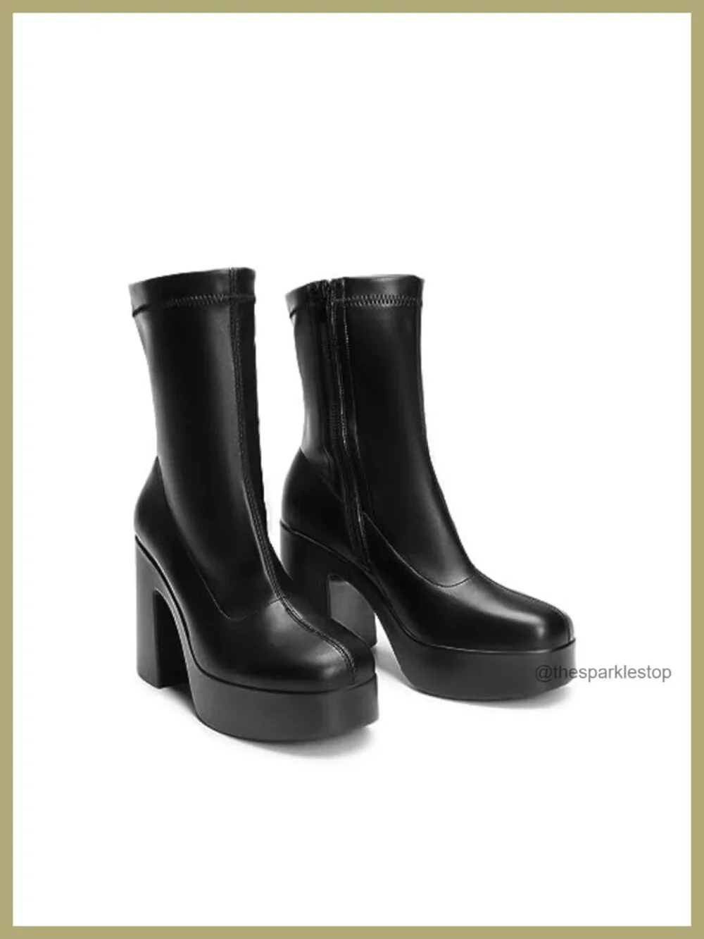 Chunky Platform Ankle Boots Y2K Block Heel Square Toe